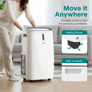 Portable Air Conditioner - 12000 Btu Cooling Capacity (Ashrae) Compact Home A/C Cooling Unit With Built-In Dehumidifier & Fan Modes, Includes Window Mount Kit (White)
