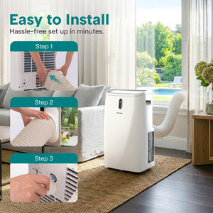 Portable Air Conditioner - 12000 Btu Cooling Capacity (Ashrae) Compact Home A/C Cooling Unit With Built-In Dehumidifier & Fan Modes, Includes Window Mount Kit (White)