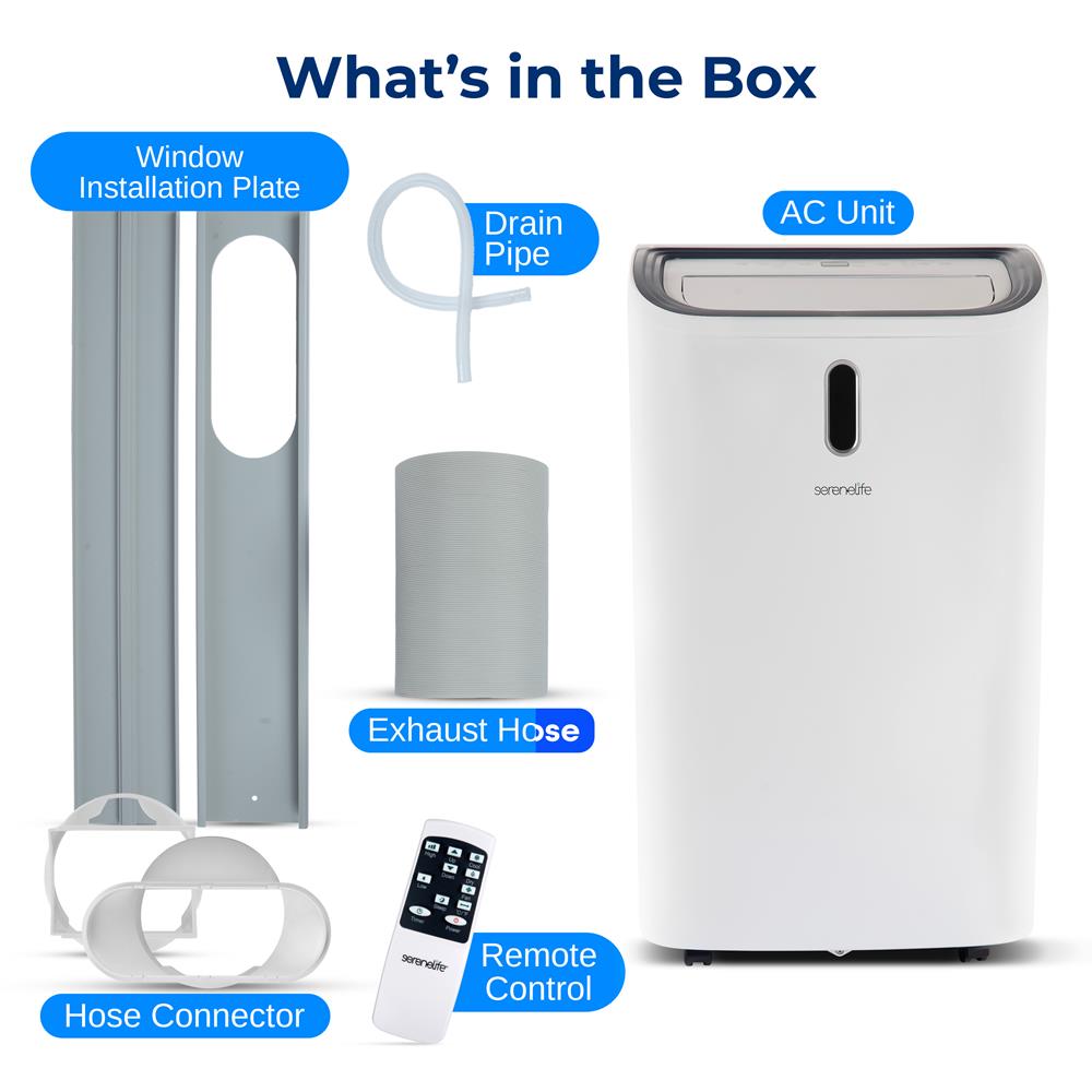 Portable Air Conditioner - 12000 Btu Cooling Capacity (Ashrae) Compact Home A/C Cooling Unit With Built-In Dehumidifier & Fan Modes, Includes Window Mount Kit (White)