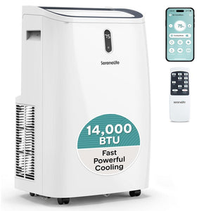 Portable Air Conditioner - 14000 Btu Cooling Capacity (Ashrae) Compact Home A/C Cooling Unit With Built-In Dehumidifier & Fan Modes, Includes Window Mount Kit (White)