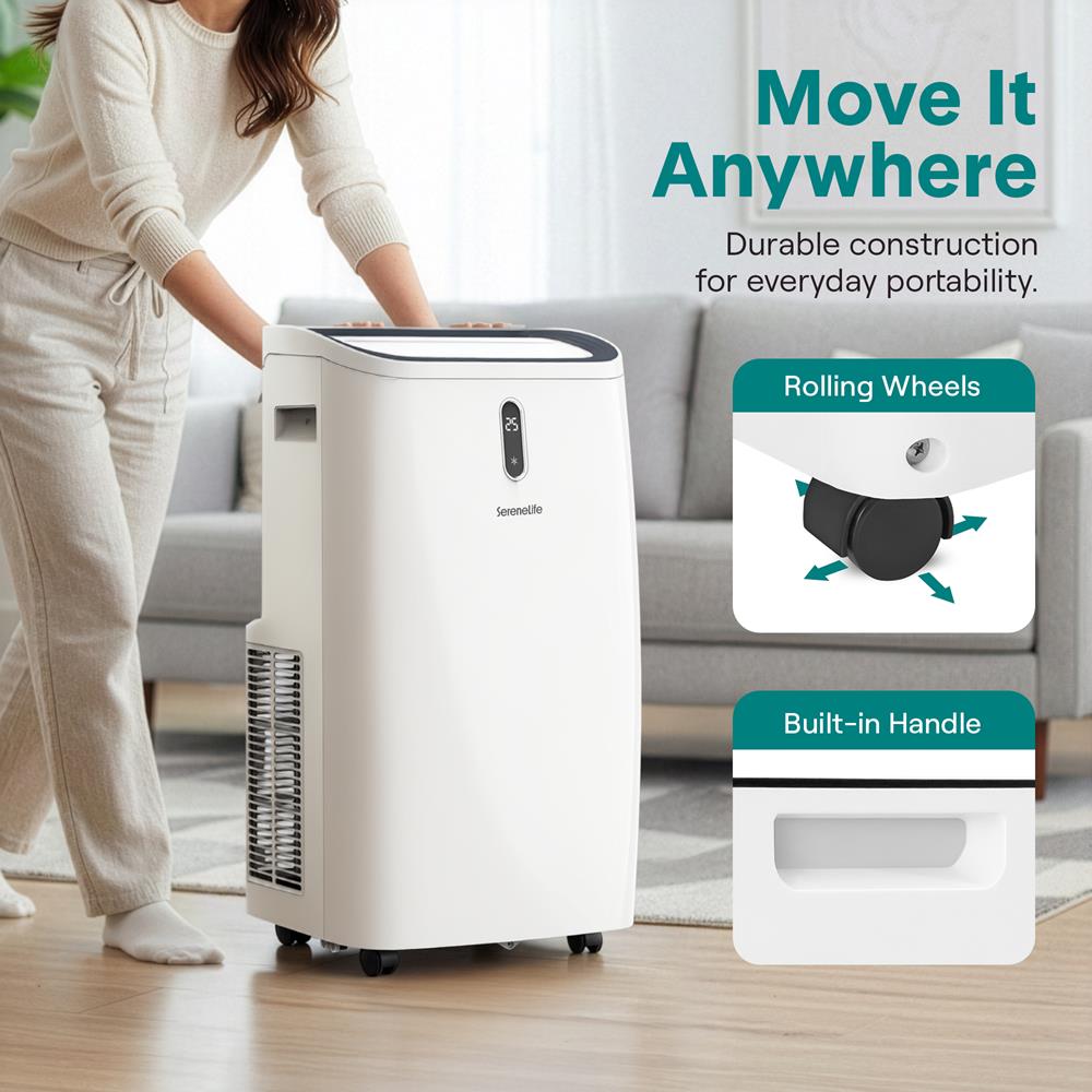 Portable Air Conditioner - 14000 Btu Cooling Capacity (Ashrae) Compact Home A/C Cooling Unit With Built-In Dehumidifier & Fan Modes, Includes Window Mount Kit (White)