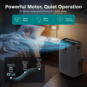 Portable Air Conditioner - 14000 Btu Cooling Capacity (Ashrae) Compact Home A/C Cooling Unit With Built-In Dehumidifier & Fan Modes, Includes Window Mount Kit (White)