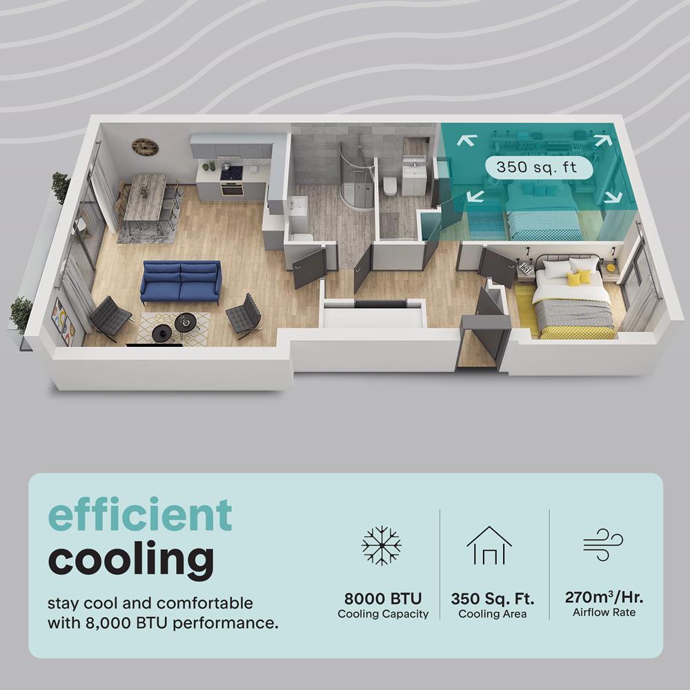 Portable Air Conditioner - Compact Home A/C Cooling Unit With Built-In Dehumidifier & Fan Modes, Includes Window Mount Kit (8,000 Btu)