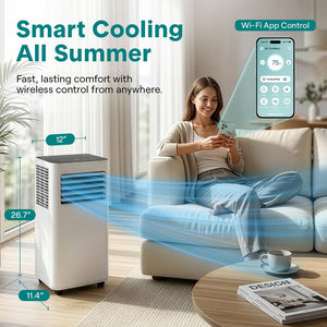 Portable Air Conditioner - Compact Home A/C Cooling Unit With Built-In Dehumidifier & Fan Modes, Includes Window Mount Kit (8,000 Btu)