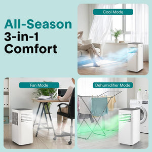 Portable Air Conditioner - Compact Home A/C Cooling Unit With Built-In Dehumidifier & Fan Modes, Includes Window Mount Kit (8,000 Btu)