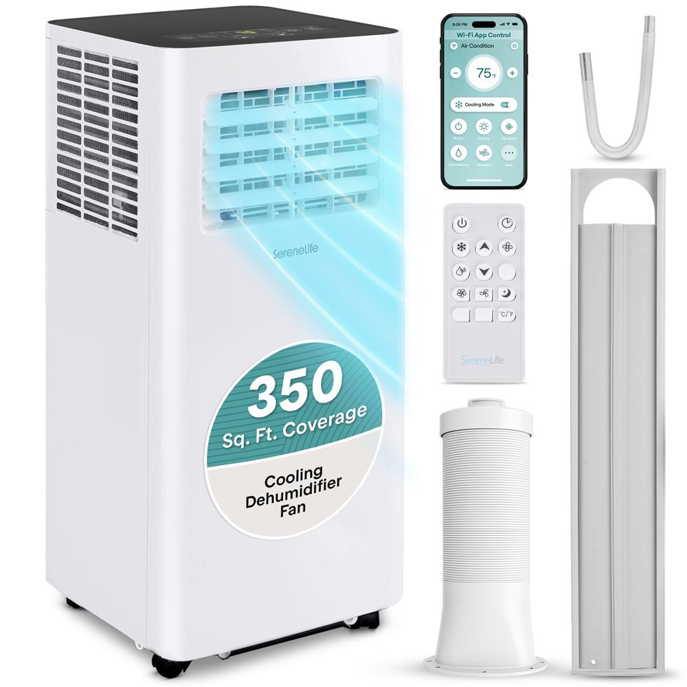 Portable Air Conditioner 8,000 BTU WiFi Dehumidifier, Remote, White