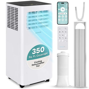 Portable Air Conditioner 8,000 BTU WiFi Dehumidifier, Remote, White