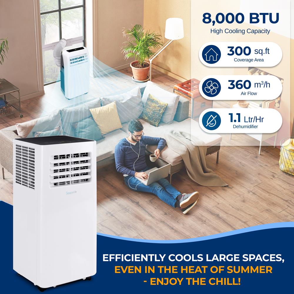 Portable Air Conditioner - Compact Home A/C Cooling Unit With Built-In Dehumidifier & Fan Modes, Includes Window Mount Kit (8,000 Btu)