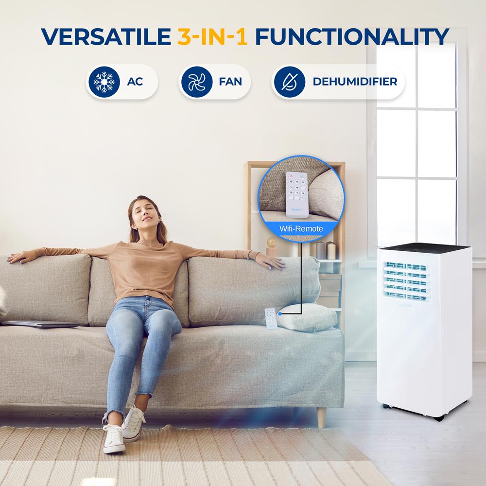 Portable Air Conditioner 8,000 BTU WiFi Dehumidifier, Remote