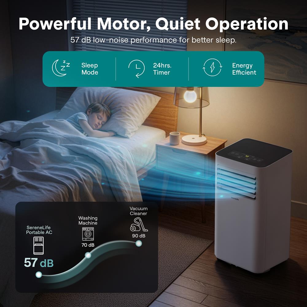 Portable Air Conditioner 8,000 BTU WiFi Dehumidifier, Remote, White