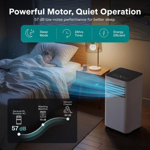 Portable Air Conditioner 8,000 BTU WiFi Dehumidifier, Remote, White