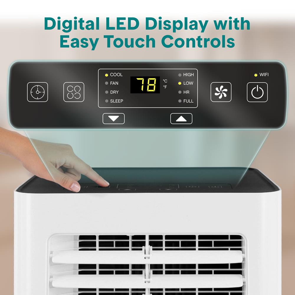 Portable Air Conditioner 8,000 BTU WiFi Dehumidifier, Remote, White