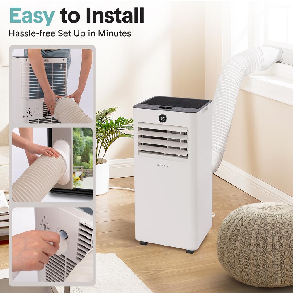 Portable Air Conditioner 8000 BTU Efficient Cooling with Window Kit, White