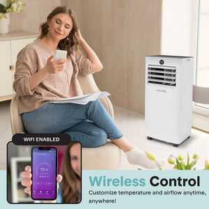 Portable Air Conditioner 8000 BTU Efficient Cooling WiFi White