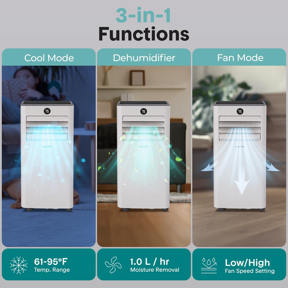 Portable Air Conditioner 8000 BTU Efficient Cooling WiFi White