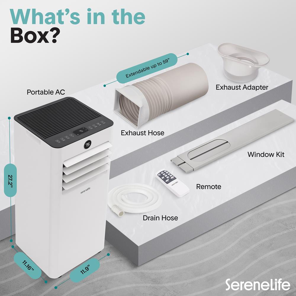 Portable Air Conditioner 8000 BTU Efficient Cooling WiFi White