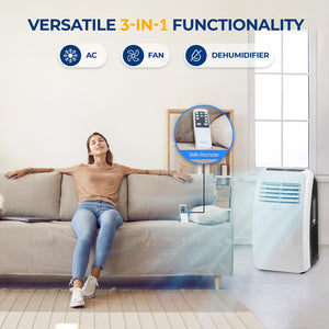 Portable Air Conditioner - Compact Home Ac Cooling Unit With Built-In Dehumidifier & Fan Modes, Includes Window Mount Kit (8,000 Btu)