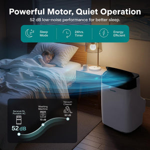 Serenelife Portable Air Conditioner – 8,000 Btu Compact Home Ac Cooling Unit With Built-In Dehumidifier & Fan Modes, Includes Window Mount Kit (White)