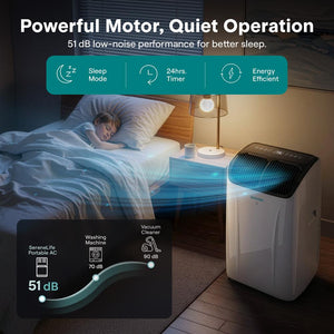 Serenelife Portable Air Conditioner And Heater With Wi-Fi Function - 12,000 Btu Cooling (Ashrae), Compact Unit With Dehumidifier & Fan Modes, Includes Window Mount Kit (Gray)