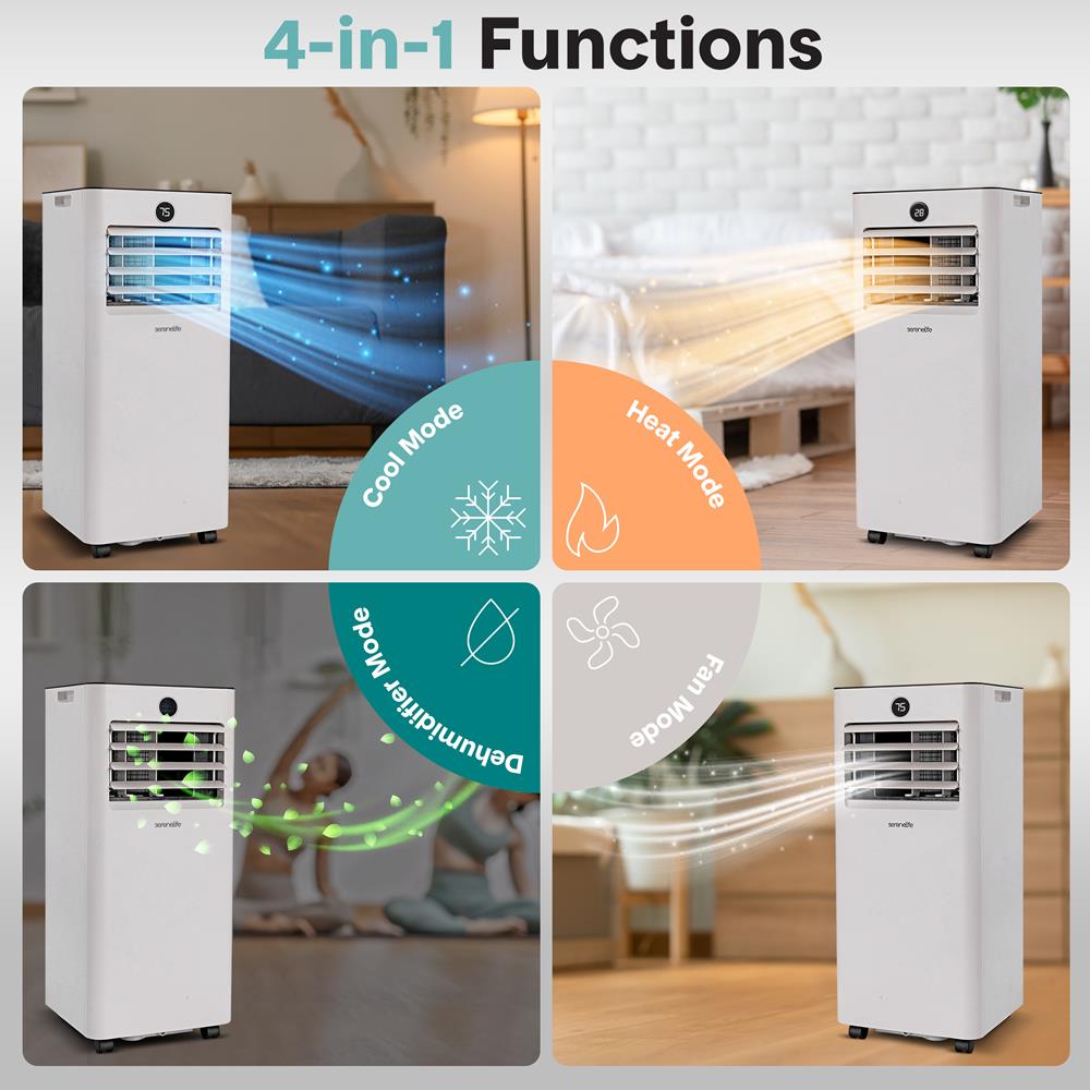 Portable Air Conditioner & Heater - 8000 Btu (Ashrae) Compact A/C Unit With Cooling, Heating, And Wi-Fi Function, Includes Window Mount Kit (White)