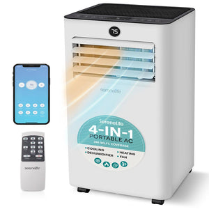 Portable Air Conditioner & Heater - 10000 Btu (Ashrae) Compact A/C Unit With Cooling, Heating, And Wi-Fi Function, Includes Window Mount Kit (Gray)