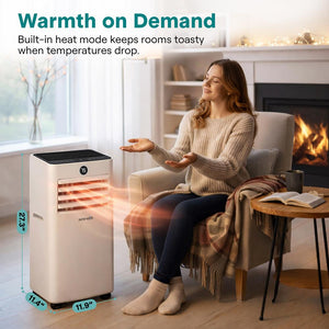 Portable Air Conditioner & Heater - 10000 Btu (Ashrae) Compact A/C Unit With Cooling, Heating, And Wi-Fi Function, Includes Window Mount Kit (Gray)