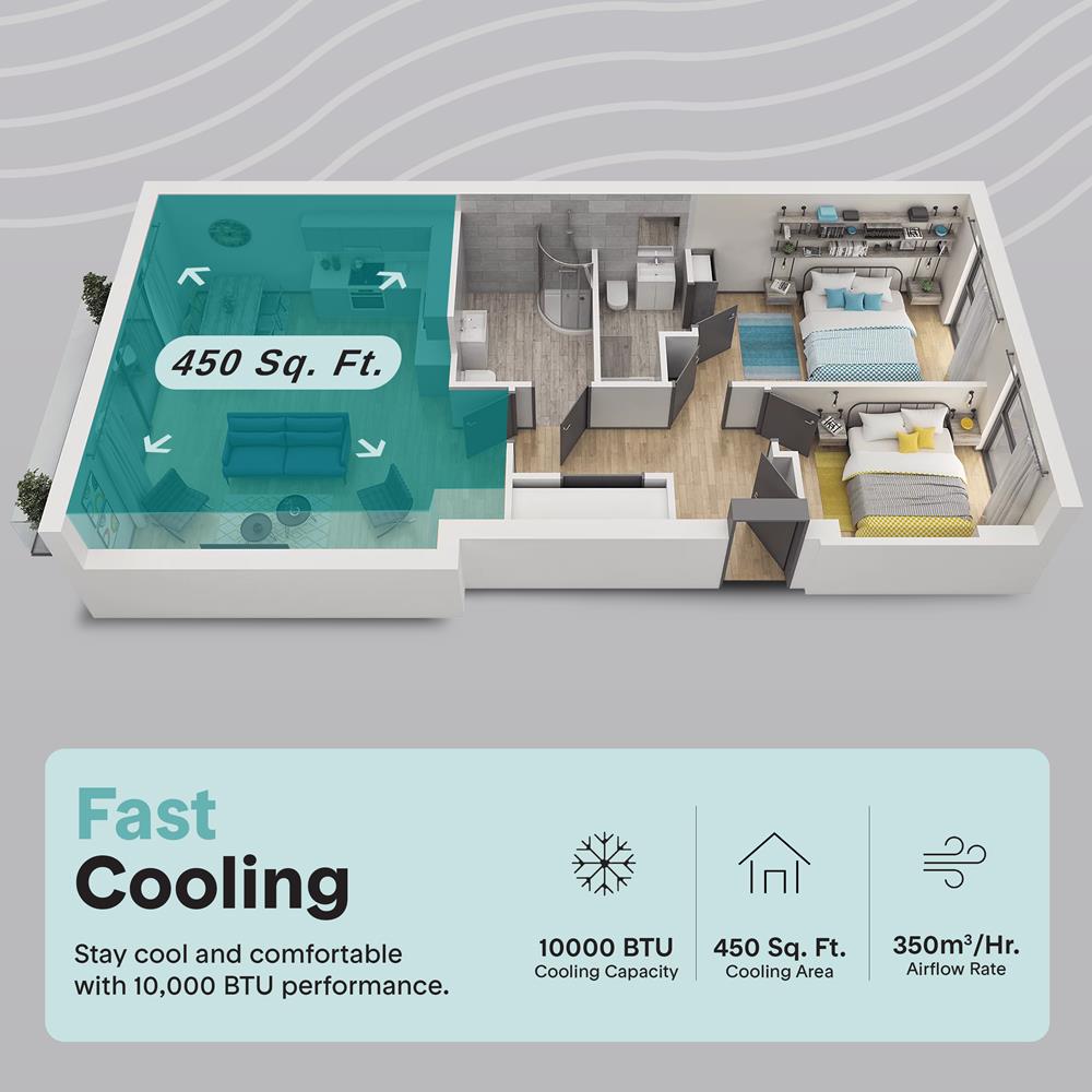 Portable Air Conditioner & Heater - 10000 Btu (Ashrae) Compact A/C Unit With Cooling, Heating, And Wi-Fi Function, Includes Window Mount Kit (Gray)