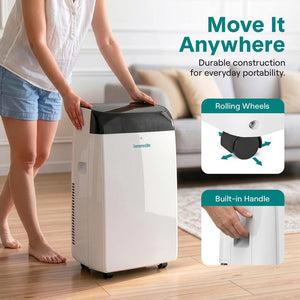 Serenelife Portable Air Conditioner  With Wifi – 12,000 Btu Compact Home Ac Cooling Unit With Built-In Dehumidifier & Fan Modes, Includes Window Mount Kit (White)