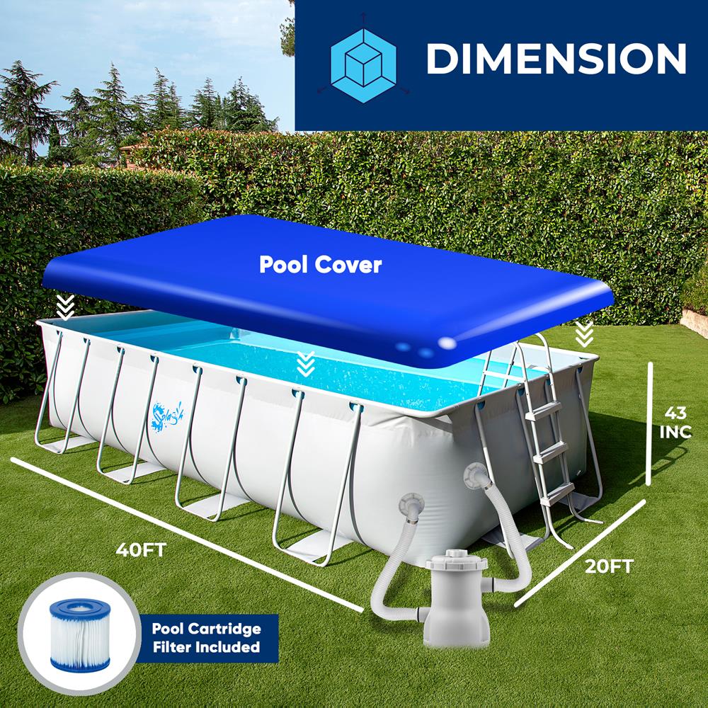 Rectangular Metal Frame Pool Set - Above Ground Swimming Pool, Fast Setup And Durable, Garden Backyard Lawn And Courtyard