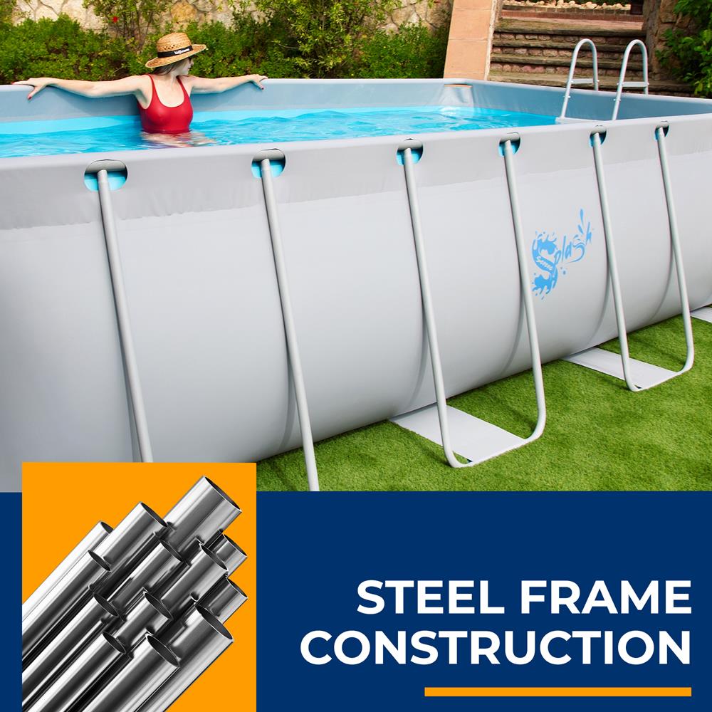 Rectangular Metal Frame Pool Set - Above Ground Swimming Pool, Fast Setup And Durable, Garden Backyard Lawn And Courtyard