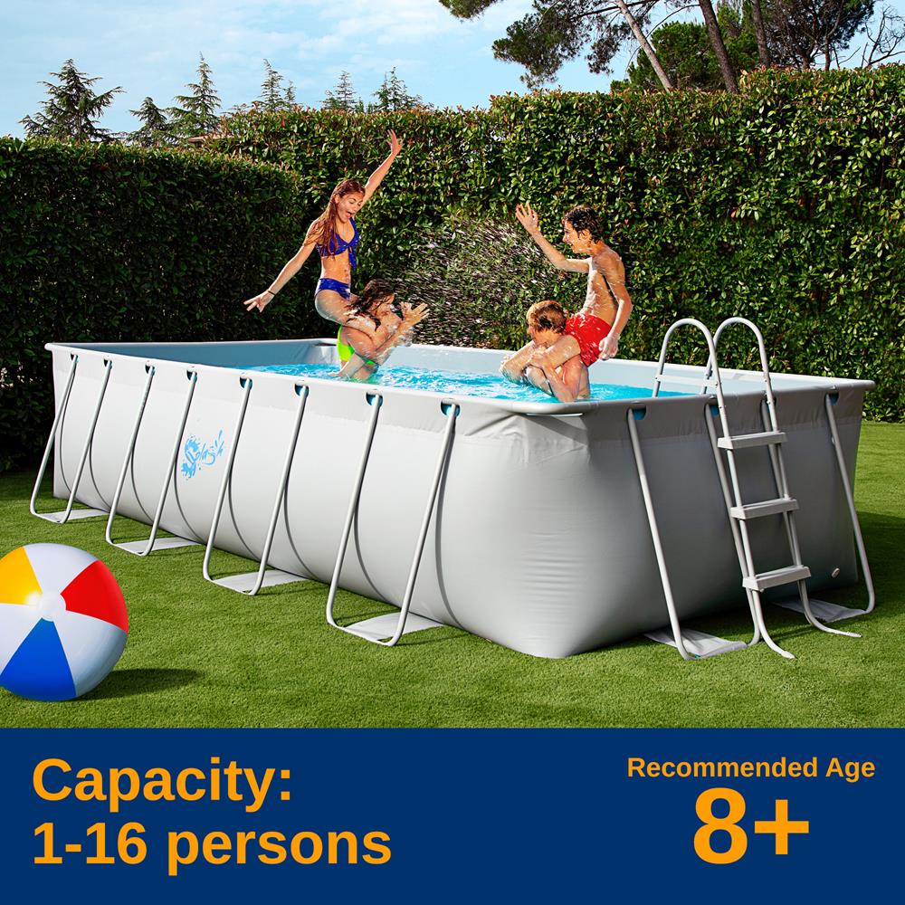 Rectangular Metal Frame Pool Set - Above Ground Swimming Pool, Fast Setup And Durable, Garden Backyard Lawn And Courtyard