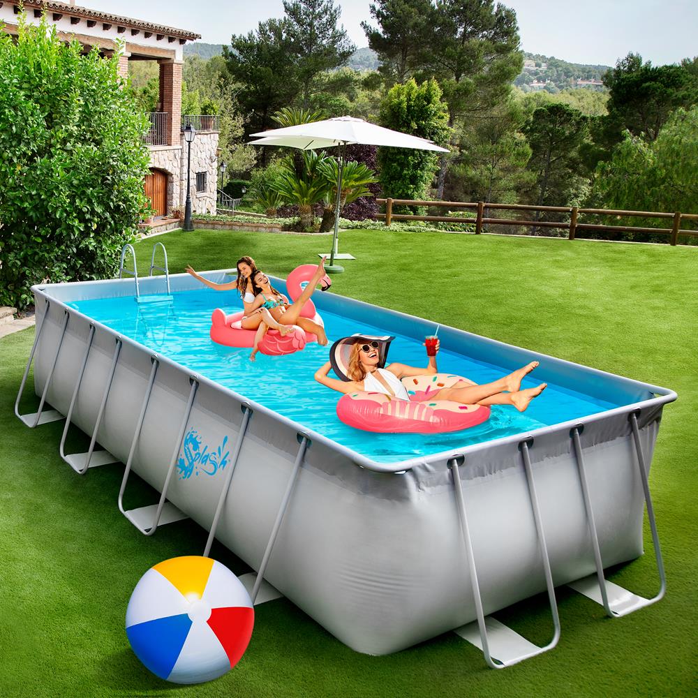 Rectangular Metal Frame Pool Set - Above Ground Swimming Pool, Fast Setup And Durable, Garden Backyard Lawn And Courtyard