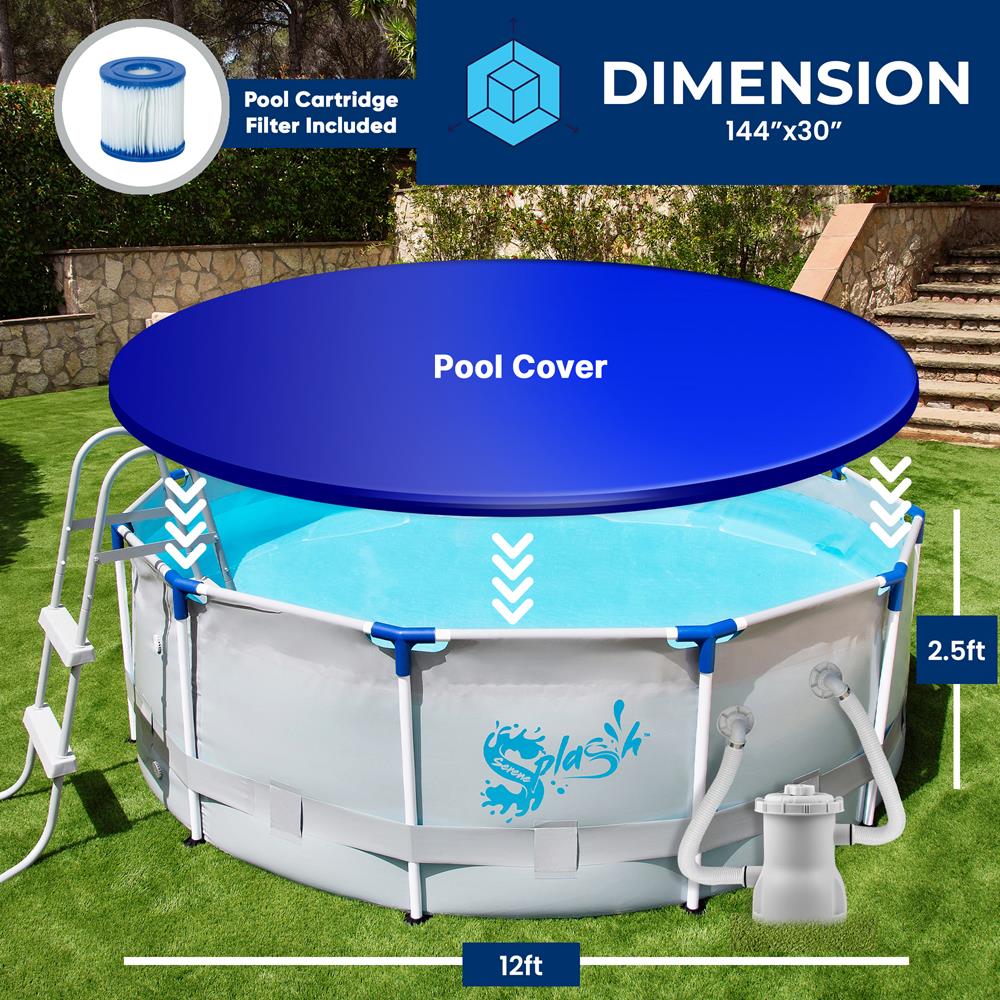 Round Metal Frame Pool Set - Above Ground Swimming Pool, Fast Setup And Durable, Garden Backyard Lawn And Courtyard