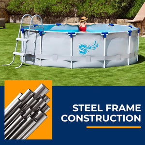 Round Metal Frame Pool Set - Above Ground Swimming Pool, Fast Setup And Durable, Garden Backyard Lawn And Courtyard