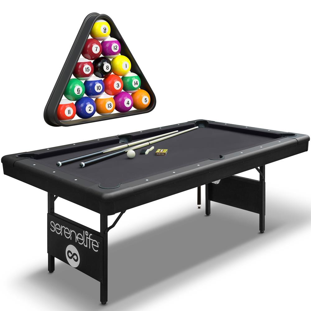 76'' Portable And Foldable Pool Table With Accessory Kit (Black)