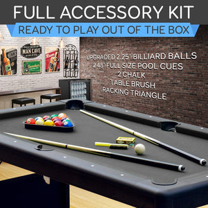 76'' Portable And Foldable Pool Table With Accessory Kit (Black)