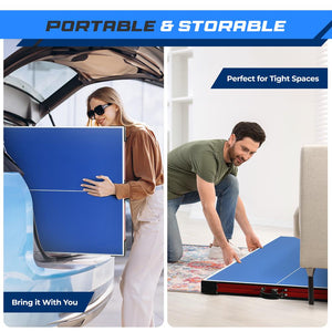 2 Pcs Foldable Table Tennis Table With Single Player Playback Mode For Game Play And Solo Play (Blue)