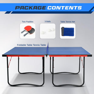 2 Pcs Foldable Table Tennis Table With Single Player Playback Mode For Game Play And Solo Play (Blue)