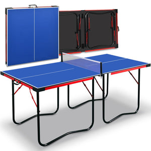 2 Pcs Foldable Table Tennis Table With Single Player Playback Mode For Game Play And Solo Play (Blue)