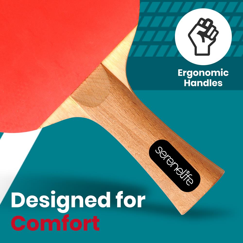 Ping Pong Paddle Set - 4 Wood Ping Pong Paddles, 8 Tournament Table Tennis Balls And Paddle Case