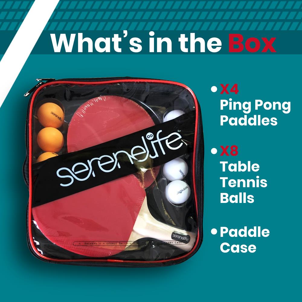 Ping Pong Paddle Set - 4 Wood Ping Pong Paddles, 8 Tournament Table Tennis Balls And Paddle Case