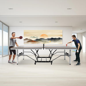 Indoor Table Tennis Table - Durable MDF, Foldable, Matte Grey Finish