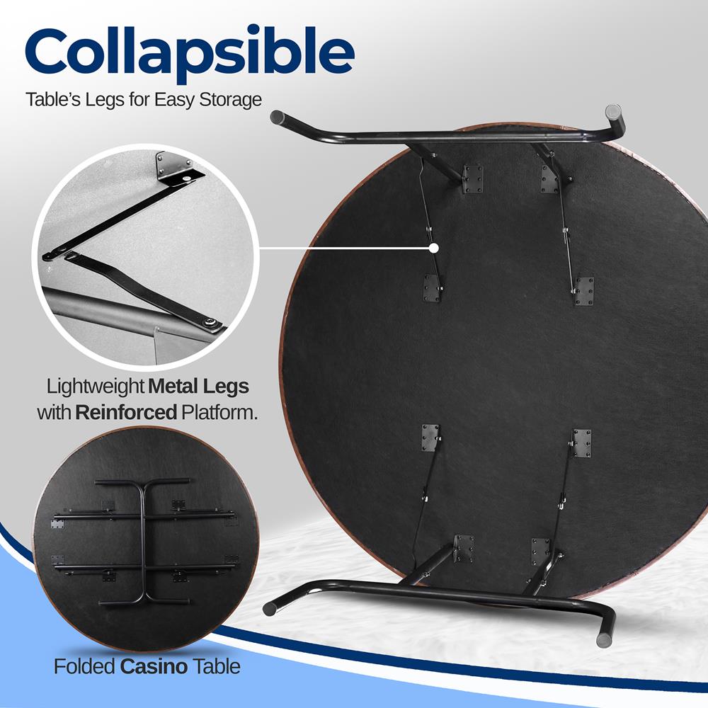 Foldable And Portable Rounded Poker/Casino Game Table With