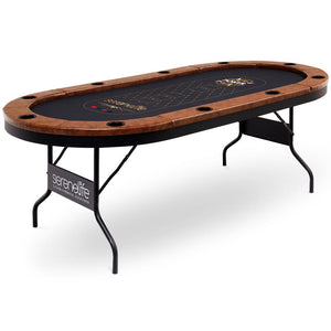 Foldable And Portable Poker/Casino Game Table With Cushioned Rail, 10 Players