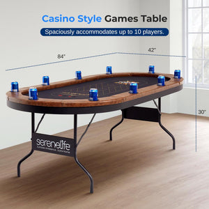 Foldable And Portable Poker/Casino Game Table With Cushioned Rail, 10 Players