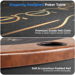 Foldable And Portable Poker/Casino Game Table With Cushioned Rail, 10 Players