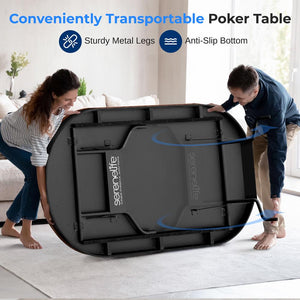 Foldable And Portable Poker/Casino Game Table With Cushioned Rail, 10 Players