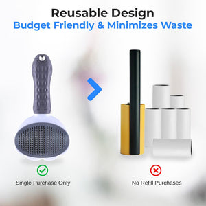 Pet Brush Self-Cleaning Slicker Removes Hair/Tangles Gray
