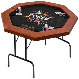 Foldable And Portable Octagonal Poker/Casino Game Table With Cushioned Rail, 8 Players