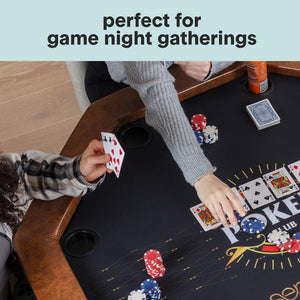 Foldable And Portable Octagonal Poker/Casino Game Table With Cushioned Rail, 8 Players